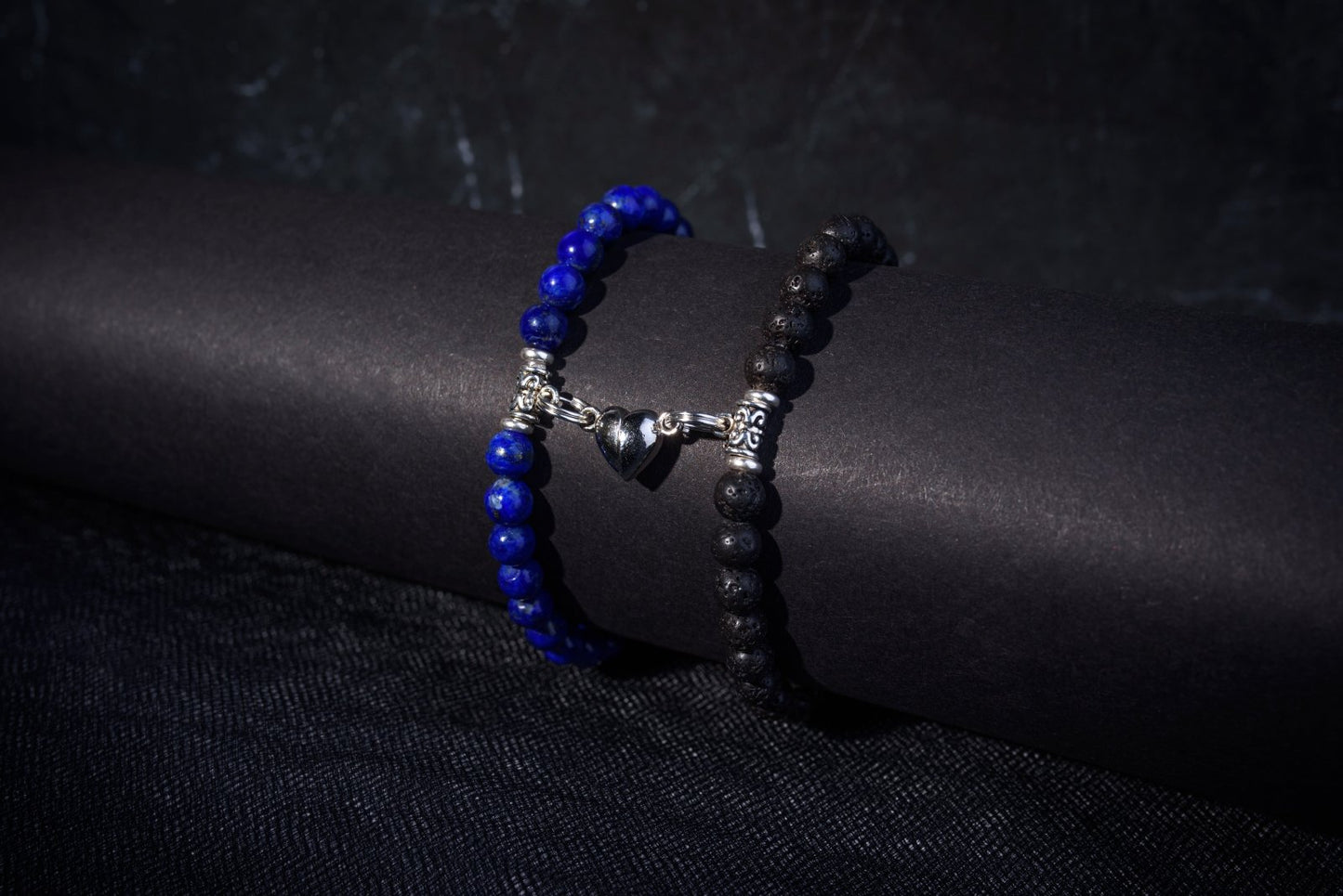 Bracelet lapis-lazuli avec argent - se liant avec le cœur
