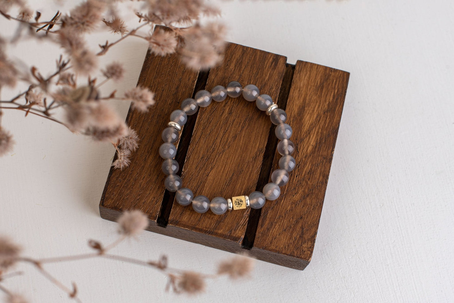 Agate bracelet – 925 silver - 8mm