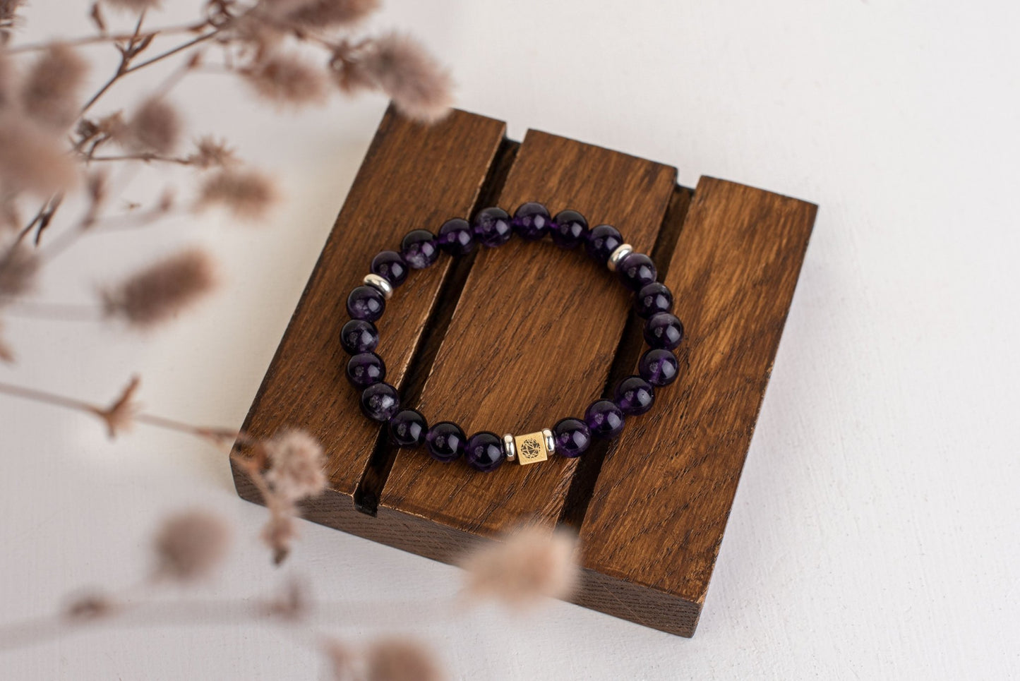 Amethyst bracelet – 925 silver - 8mm