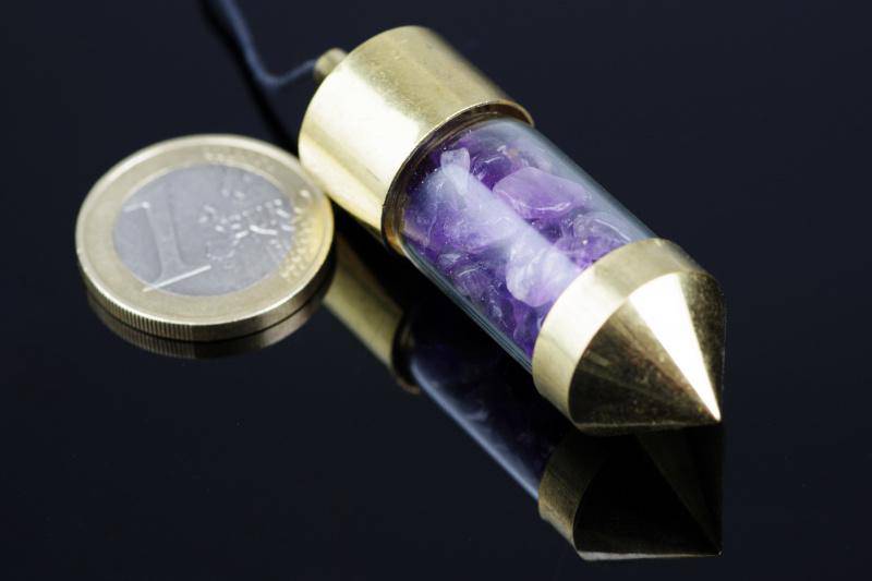 Amethyst pendulum – Brass
