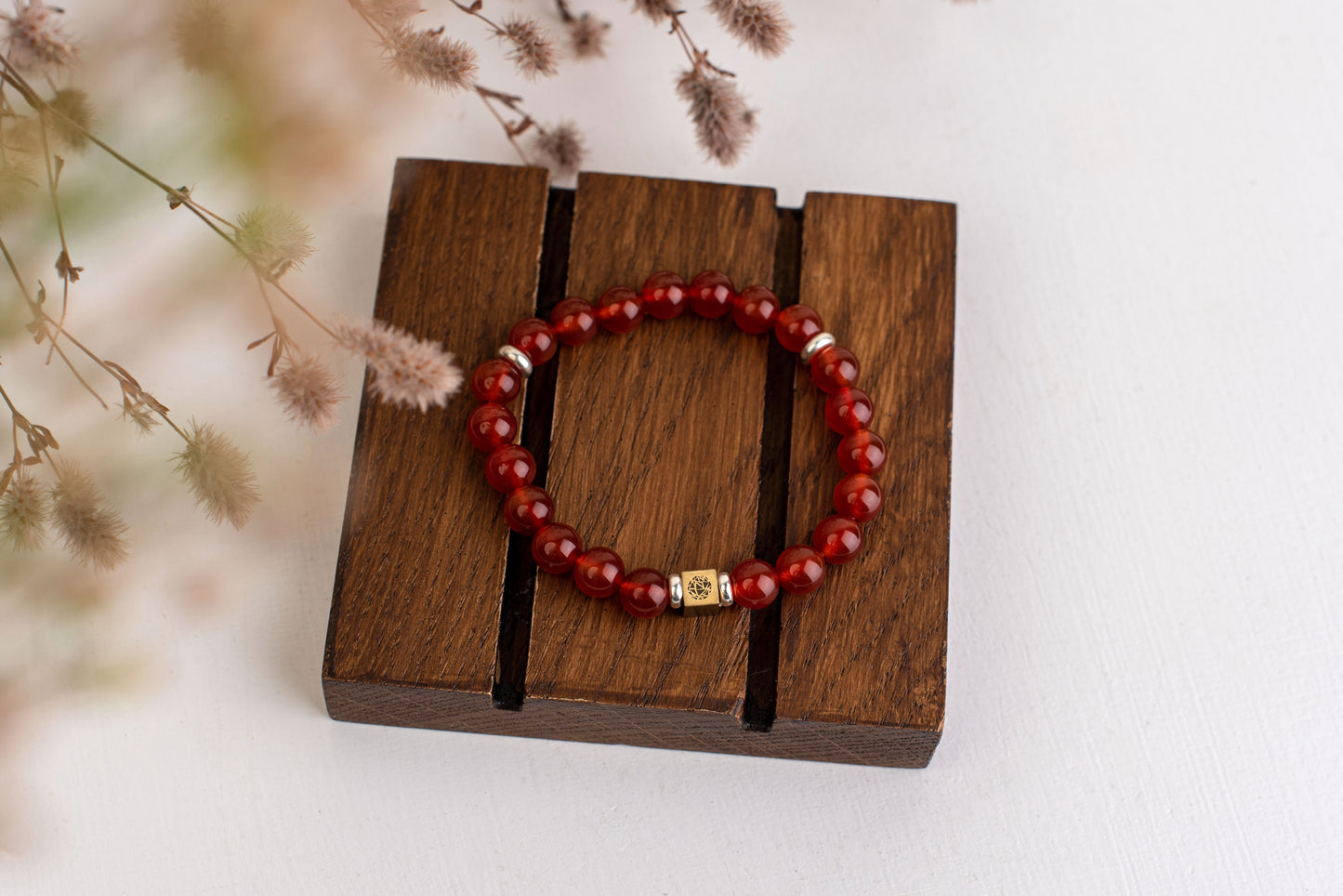 Carnelian bracelet – 925 silver - 8mm - www.Crystals.eu