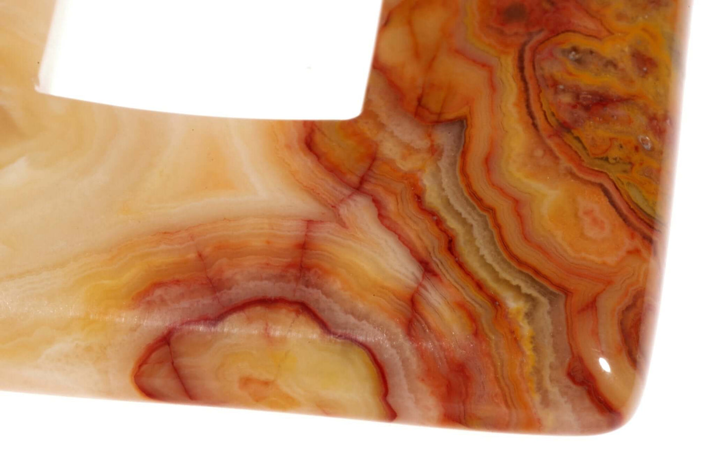 Crazy lace agate pendant – Square Donut 35mm