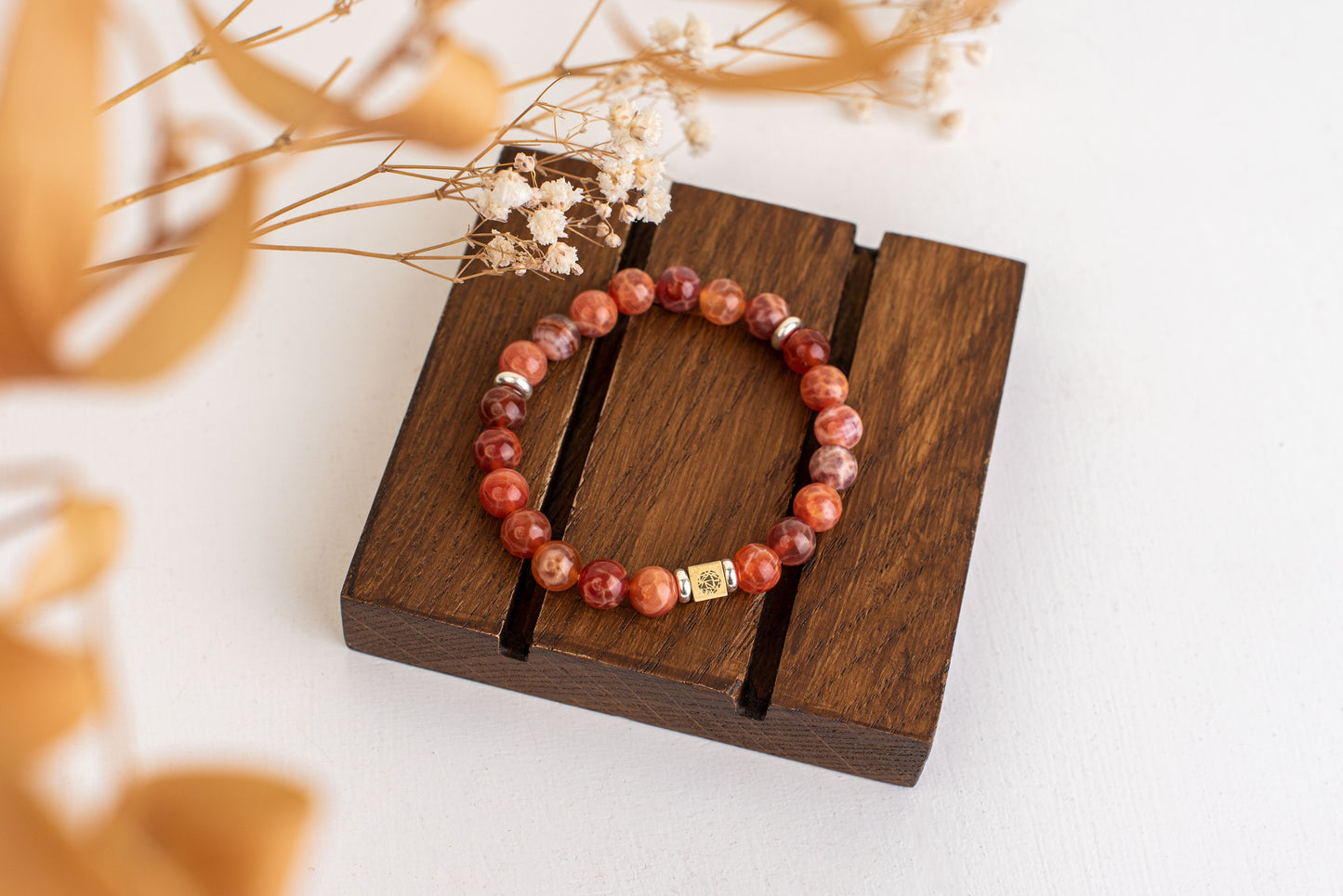 Fire quartz bracelet – 925 silver - 8mm - www.Crystals.eu