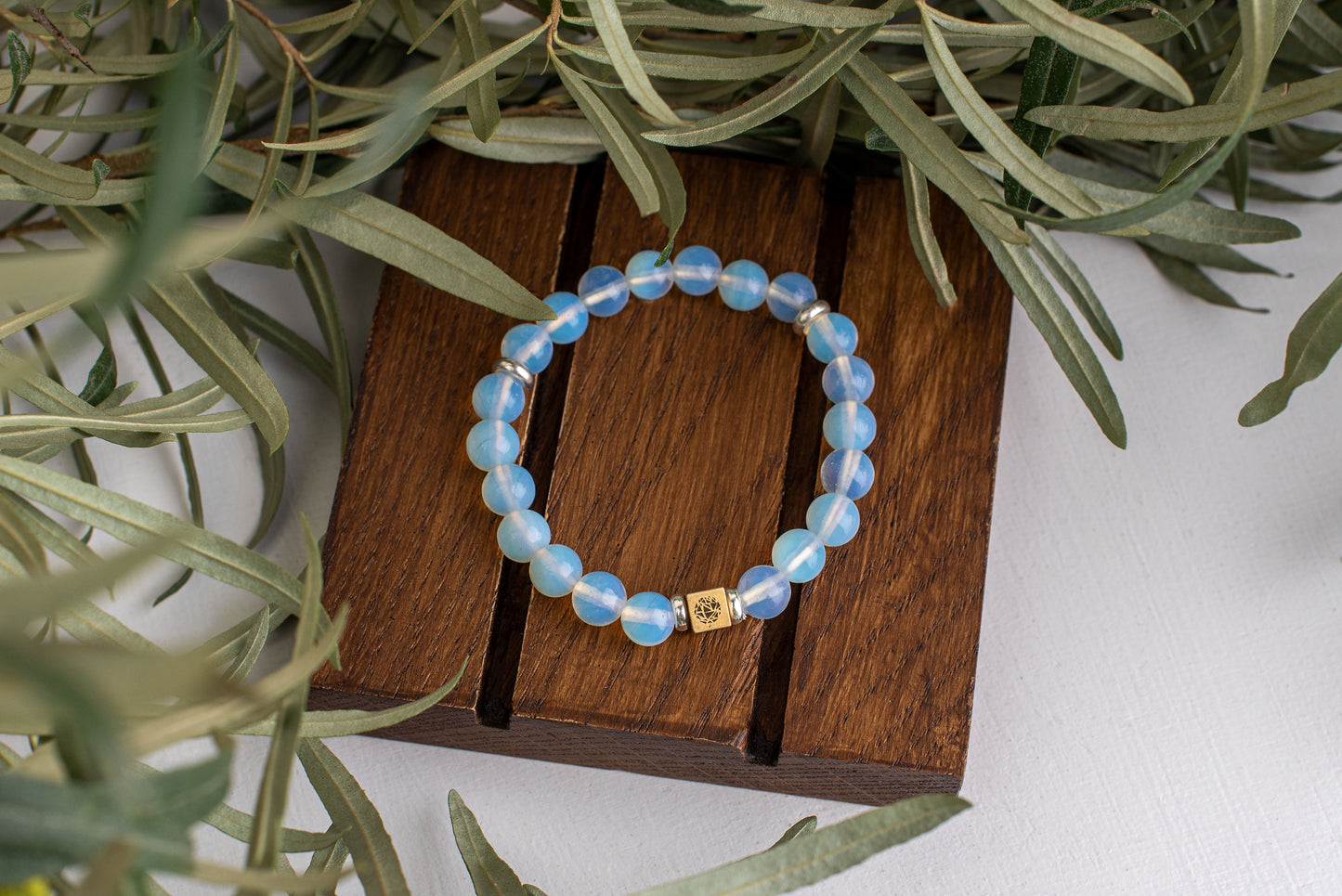 Glass opal bracelet – 925 silver - 8mm - www.Crystals.eu