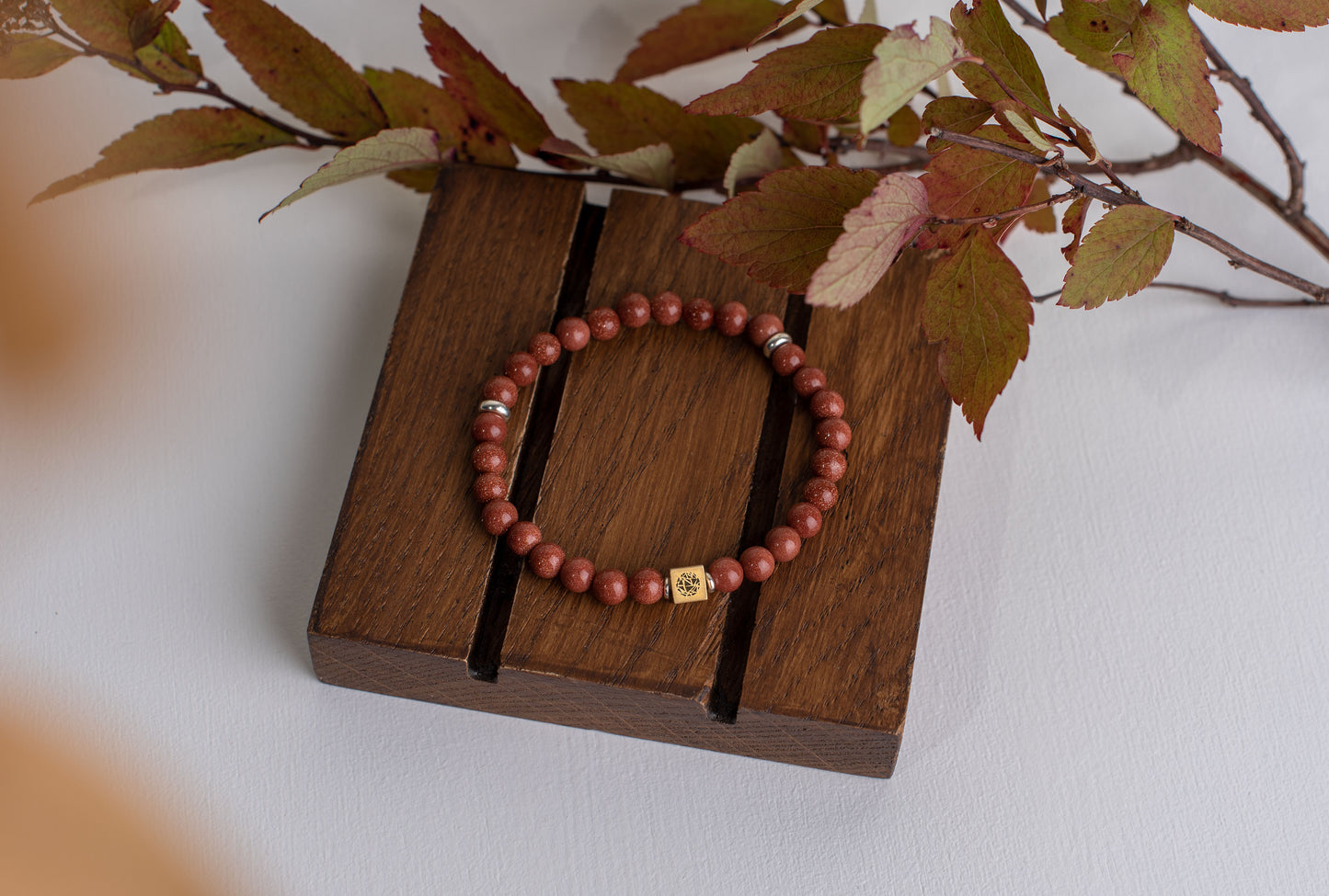 Goldstone bracelet – 925 silver - 6mm - www.Crystals.eu