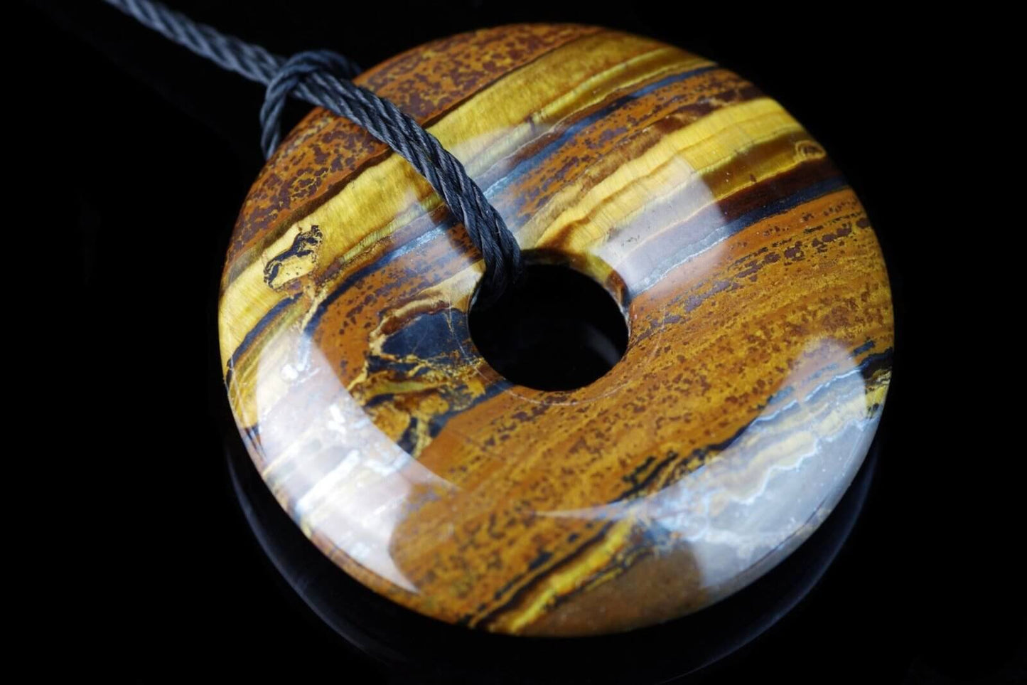 Iron tiger eye pendant – Donut 30mm
