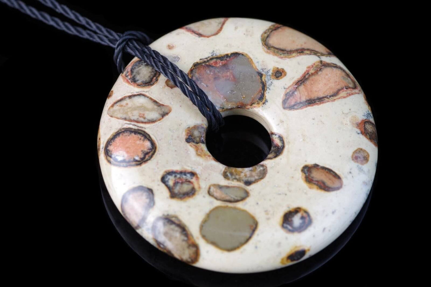 Leopardite jasper pendant – Donut 30mm
