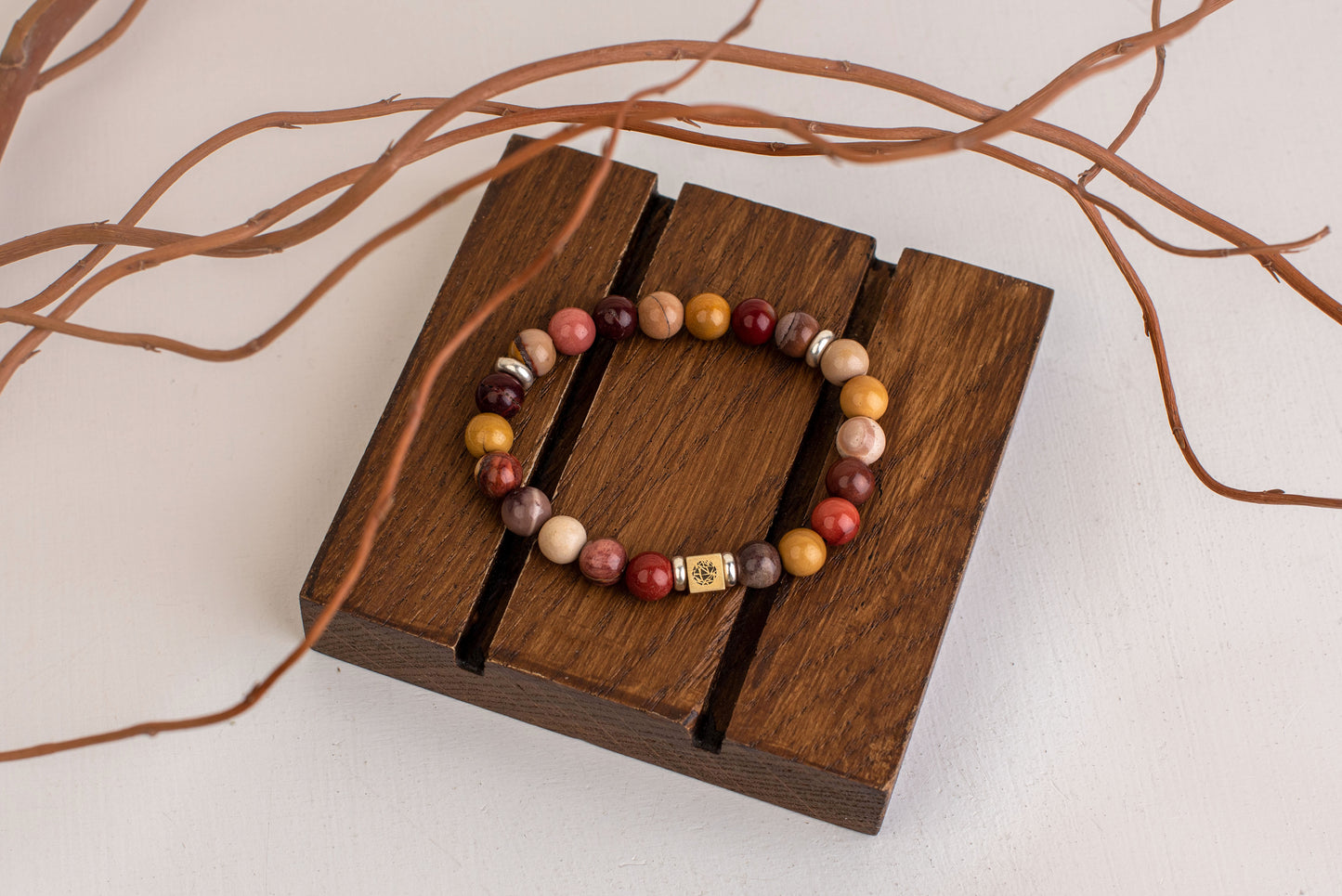 Mookaite jasper bracelet – 925 silver - 8mm - www.Crystals.eu