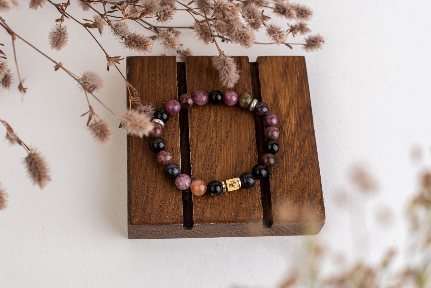 Tourmaline multi-color bracelet – 925 silver - 8mm - www.Crystals.eu