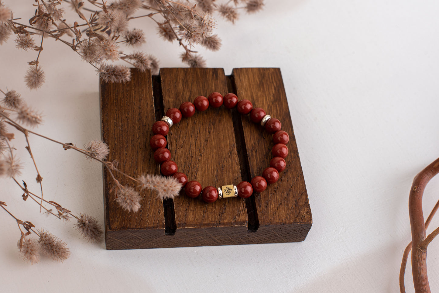 Red jasper bracelet – 925 silver - 8mm - www.Crystals.eu