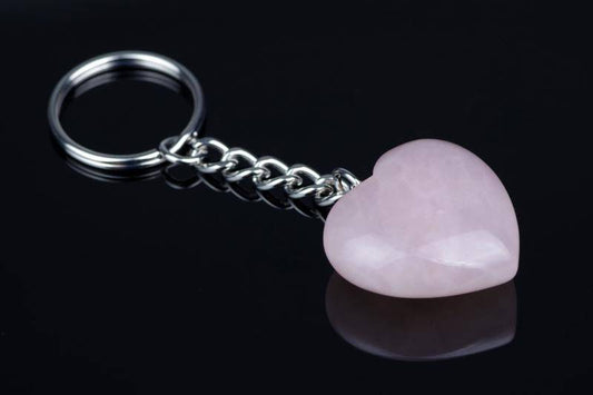 Rose quartz keychain – Heart