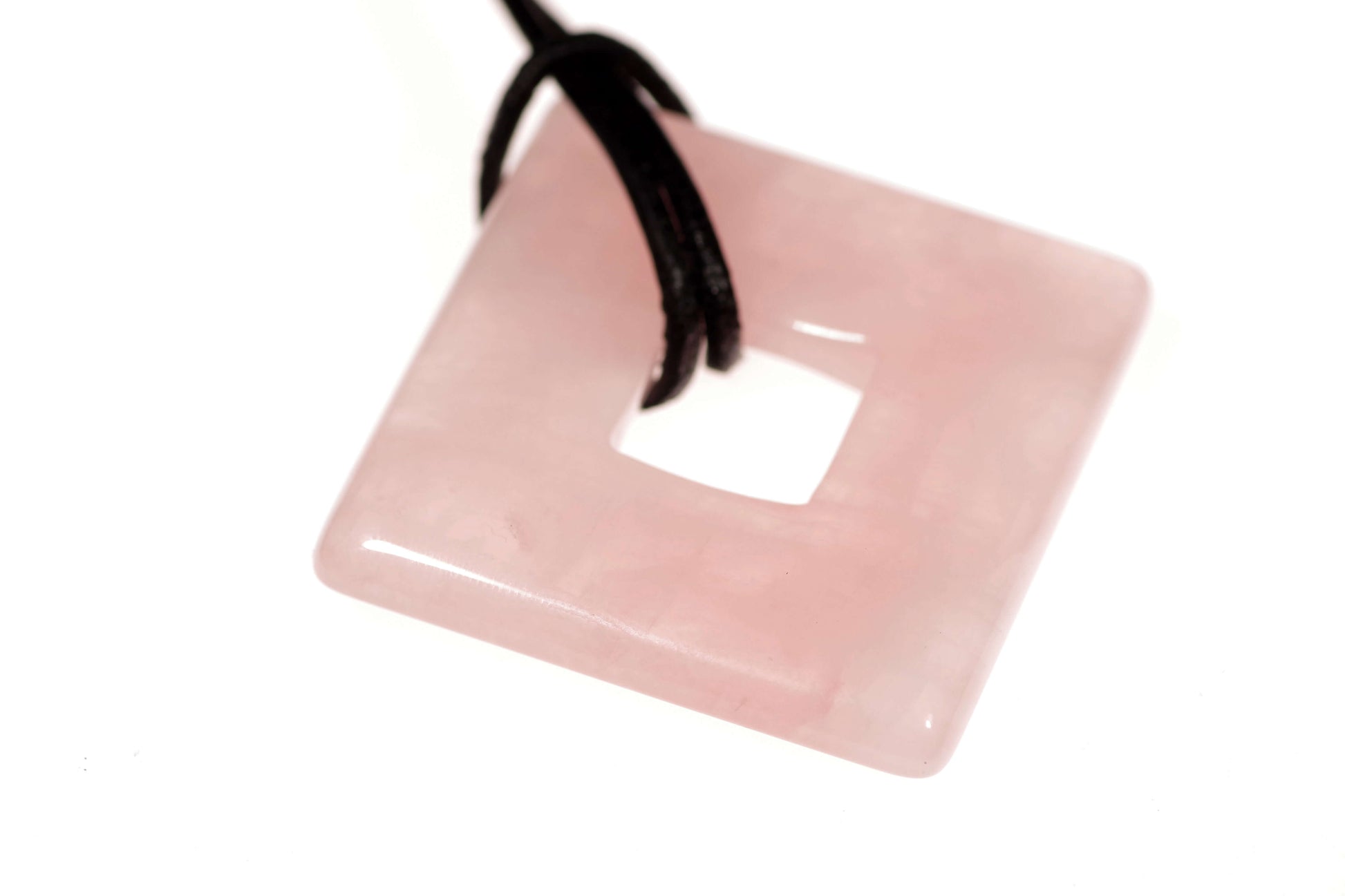 Rose quartz pendant – Square Donut 35mm - www.Crystals.eu