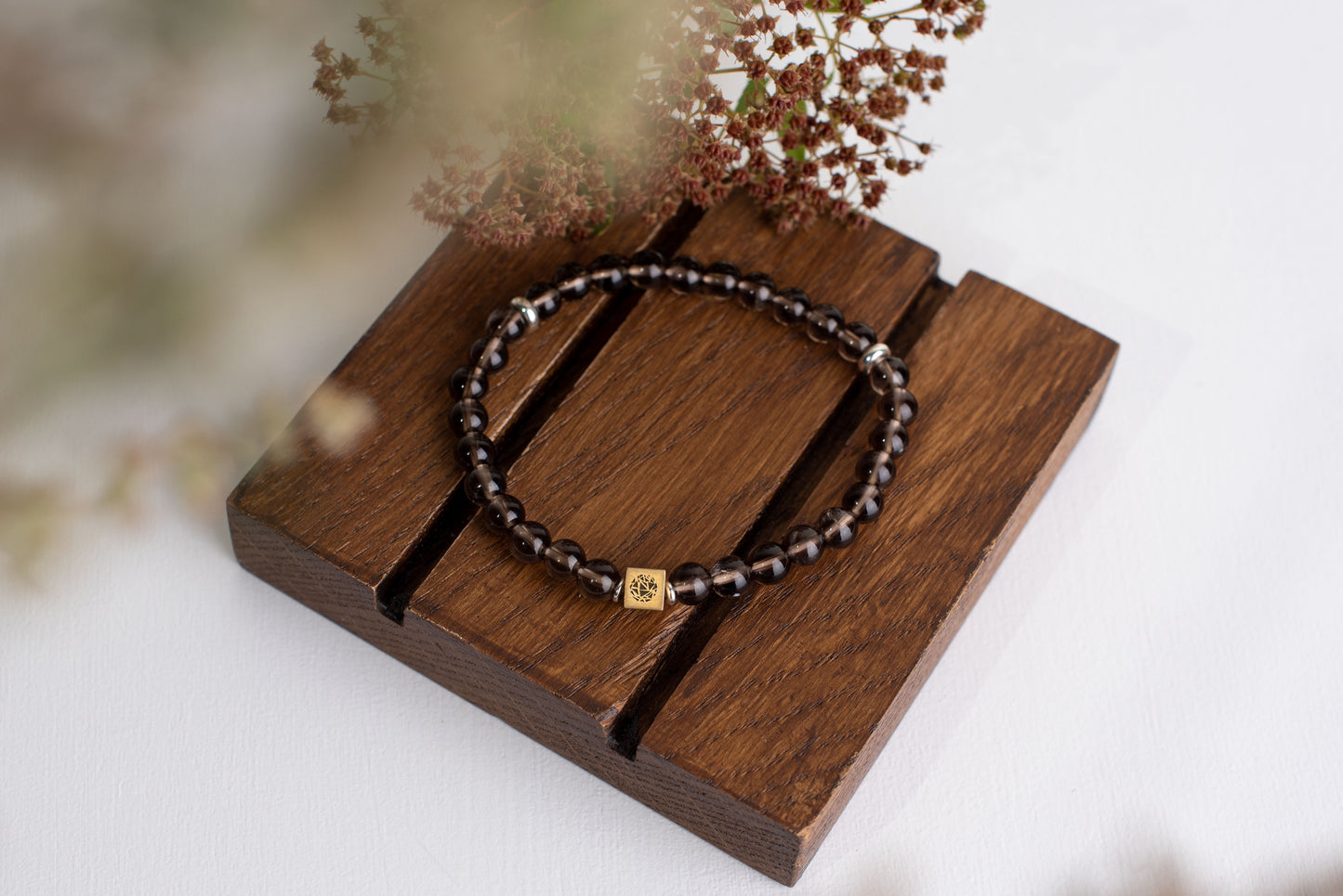 Smoky quartz bracelet – 925 silver - 6mm - www.Crystals.eu