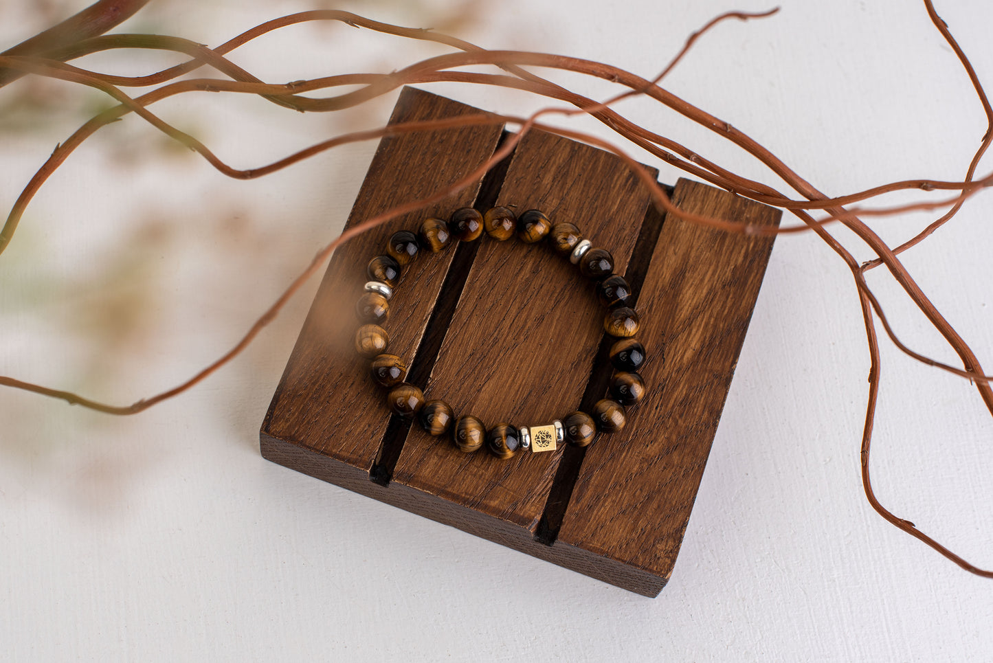 Tiger eye bracelet – 925 silver - 8mm - www.Crystals.eu