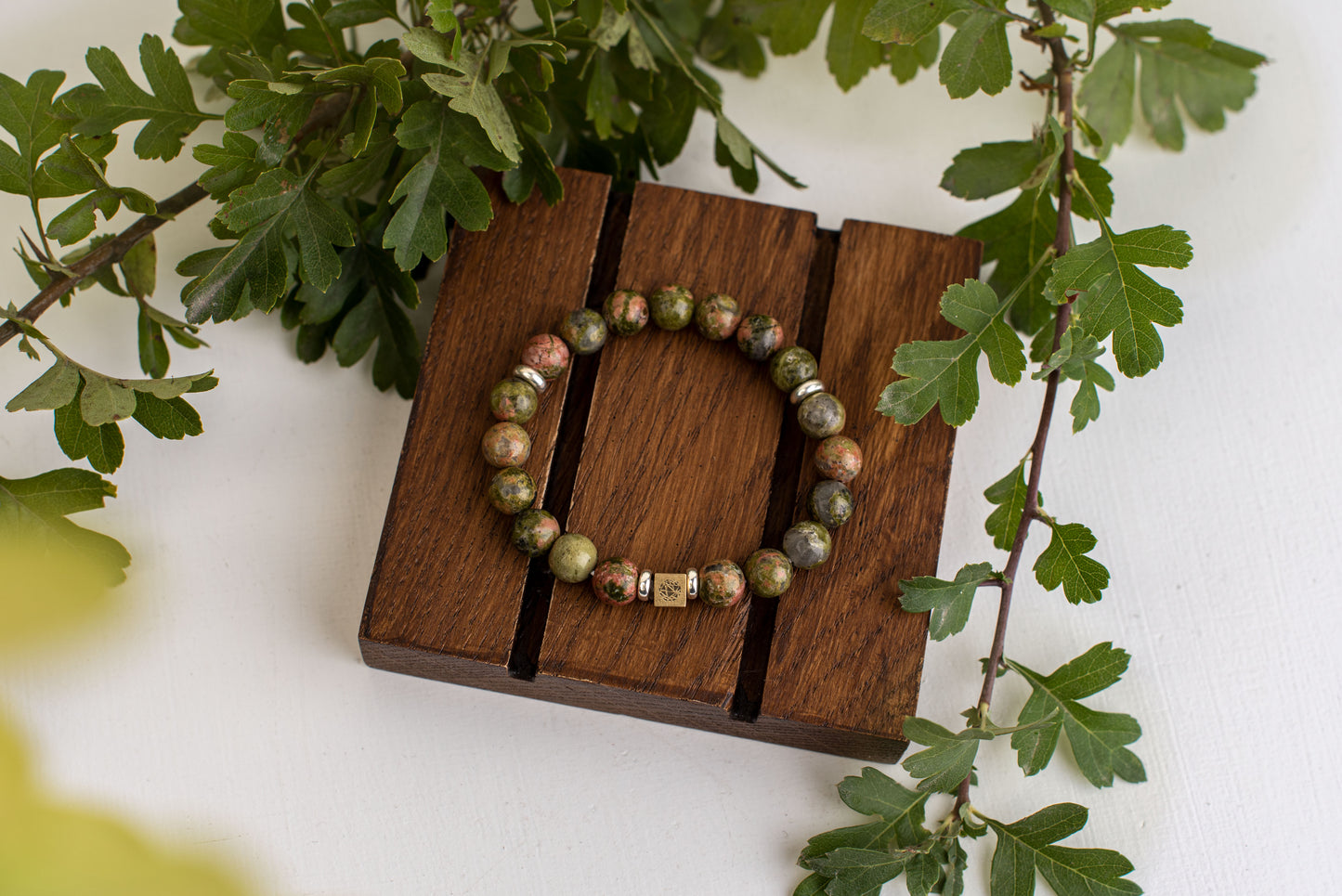 Unakite bracelet – 925 silver - 8mm - www.Crystals.eu