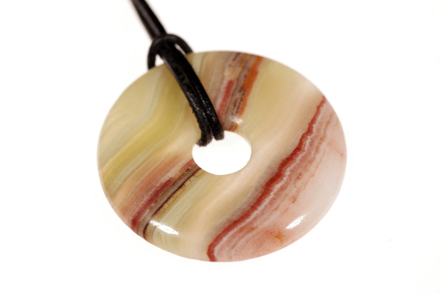 White onyx pendant – Donut 40mm