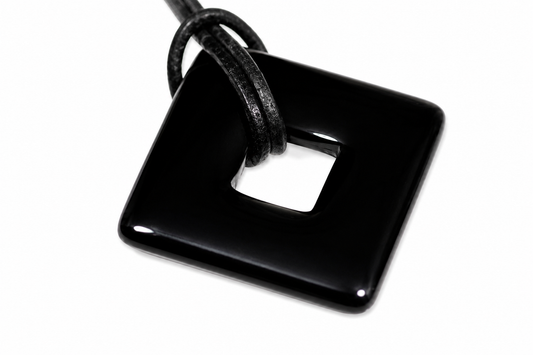 Colgante de Onyx Black - Donut cuadrado 28 mm