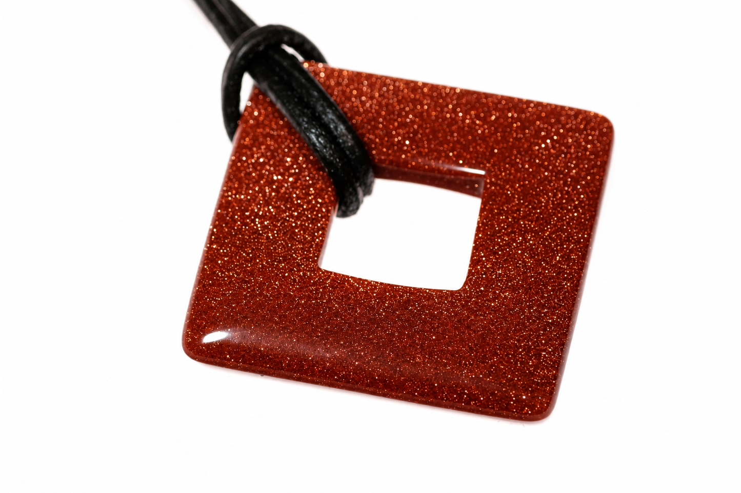 Goldstone Kolye - Square Donut 28mm