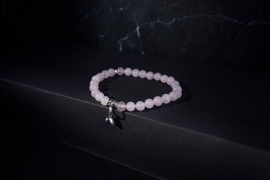 Bracciale al quarzo rosa con argento - legame con il cuore