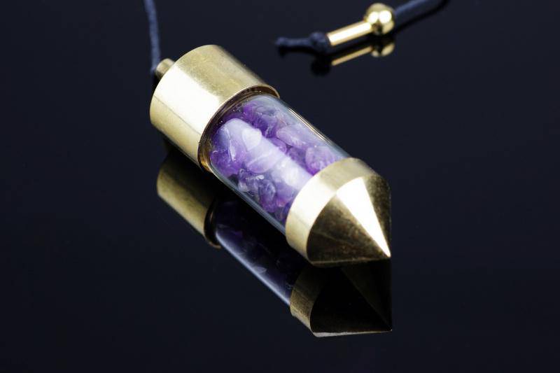 Amethyst pendulum – Brass