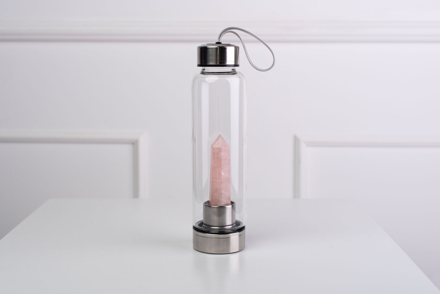 Rose quartz water bottle - www.Crystals.eu
