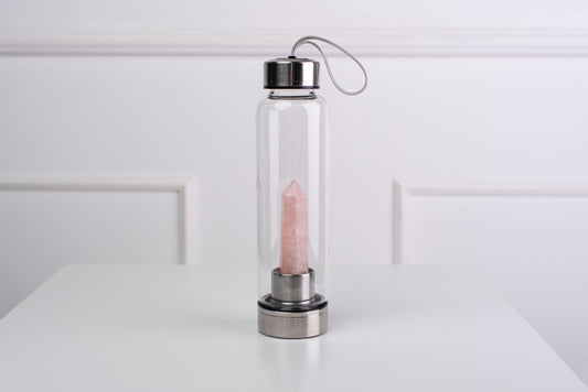 Rose quartz water bottle - www.Crystals.eu
