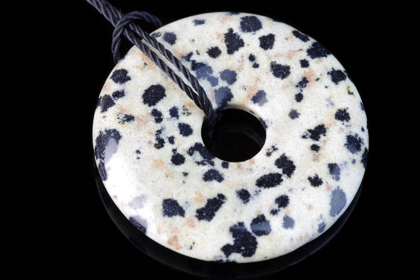Dalmatian jasper pendant – Donut 30mm