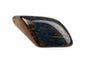 A polished, smooth stone with a dark blue centre and brown edges on a white background.