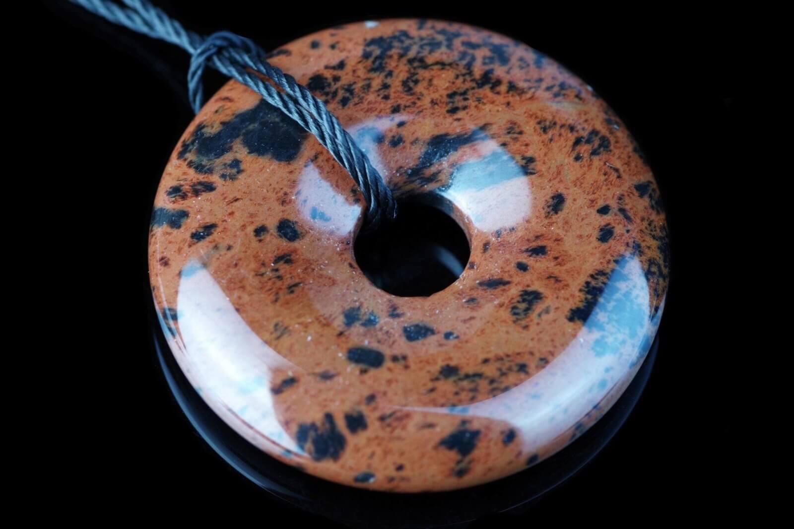 Mahagony Obsidian pendant – Donut 30mm