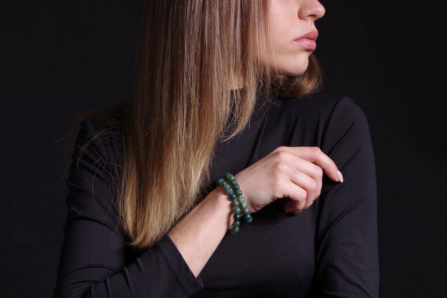 Moss agate bracelet – 8mm