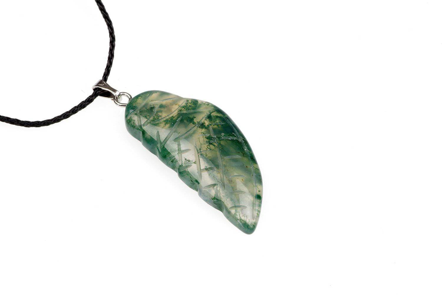 Moss agate pendant – Wing