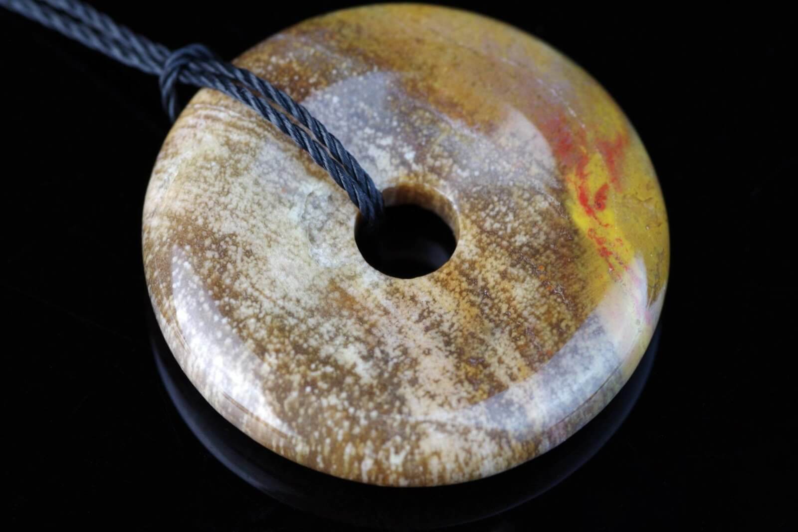 Petrified wood pendant – Donut 30mm