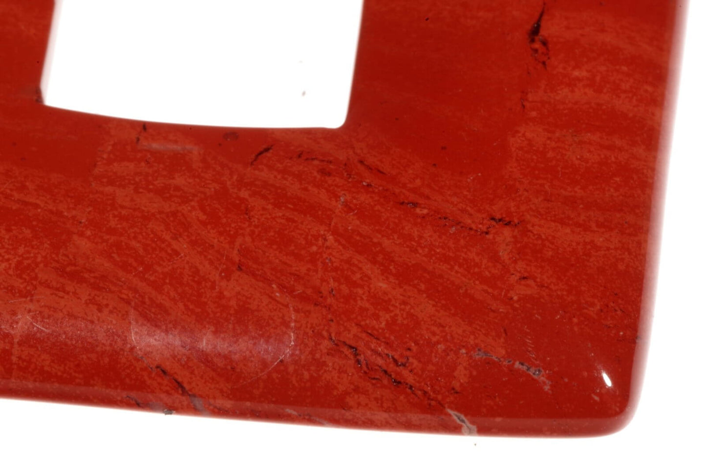 Red jasper pendant – Square Donut 35mm