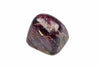 A polished, rounded stone with deep purple and dark brown bands on a white background.