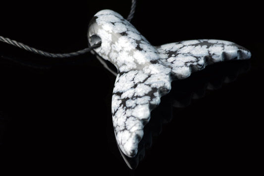 Snowflake obsidian pendant – Dolphin tail