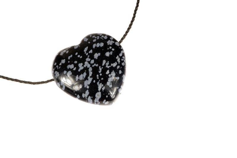 Snowflake obsidian pendant – Heart