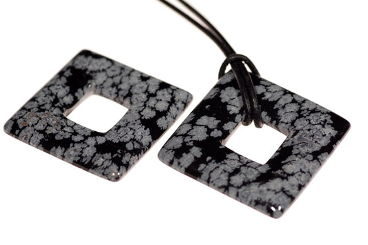 Snowflake Obsidian pendant – Square Donut 35mm